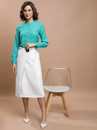 Tokyo Talkies Women Sea Solid Regular Fit Shirt