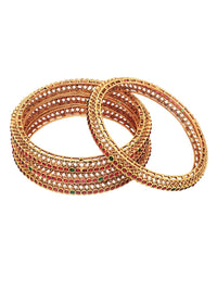 Set Karatcart dari 4 gelang tradisional Kundan berlapis emas