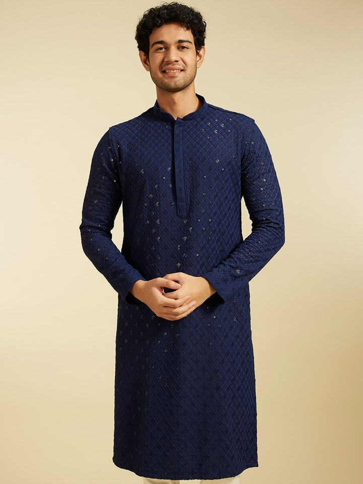 Diwas by Manyavar Ethnic Motifs Embroidered Mandarin Collar Sequinned Straight Kurta