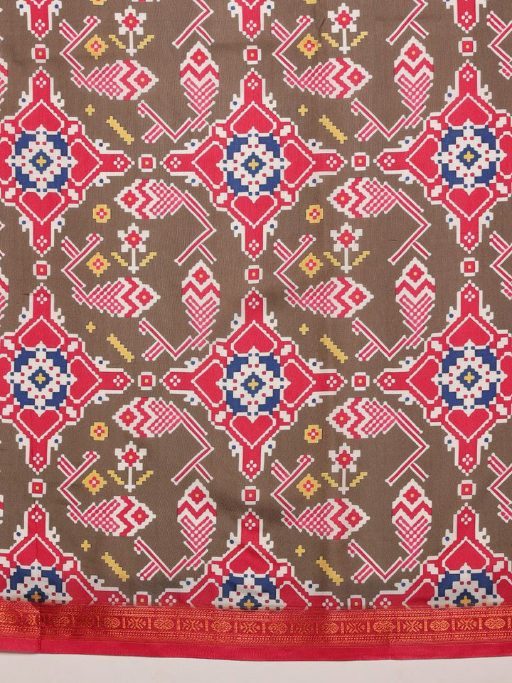 Silk Land Patola Ikat Digital Print Saree