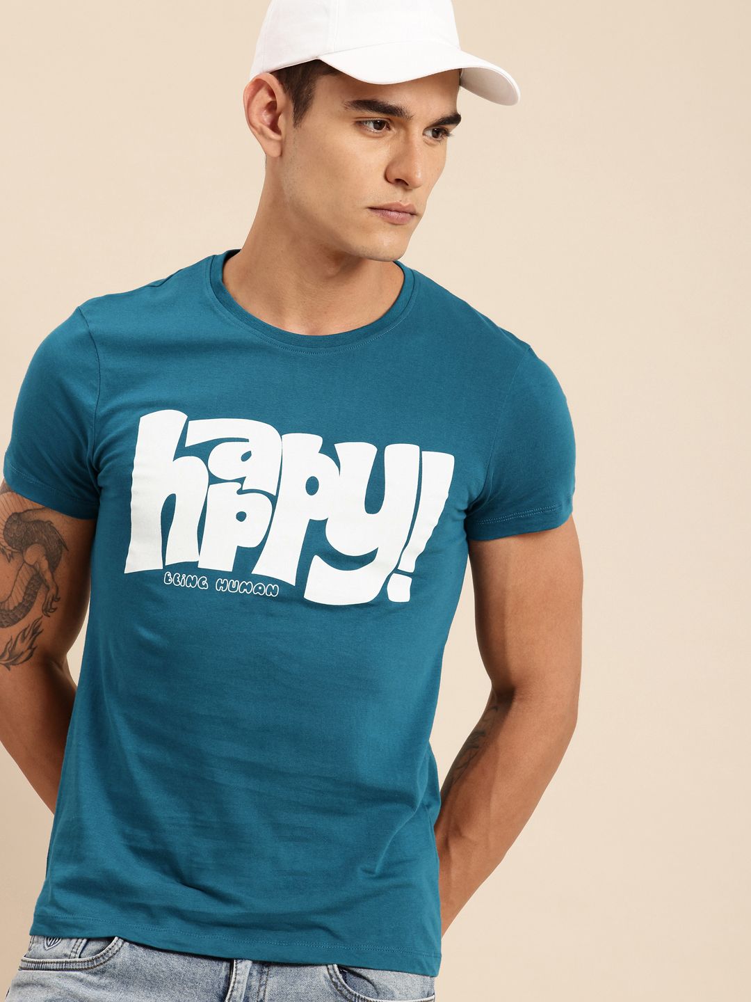 Being Human Pure Cotton Typography Printed T-shirt