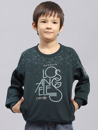 Monte Carlo  Boys Cotton Green Printed Round Neck Full Sleeves Pullover Sweatshirt