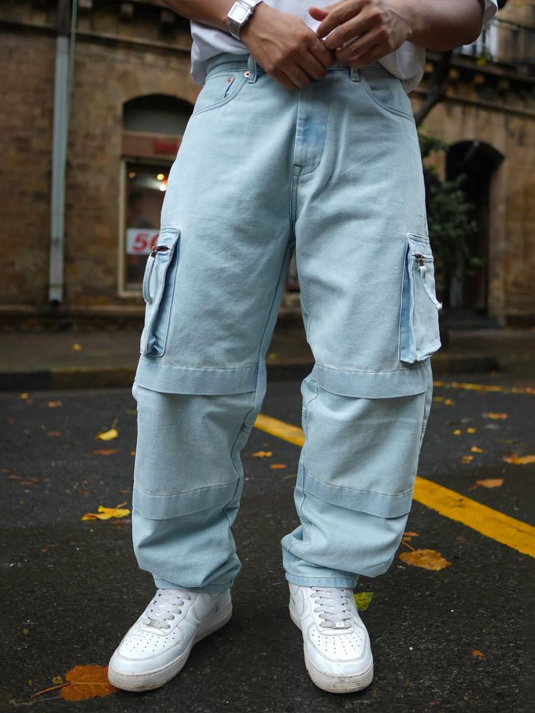 Powerlook Men Loose Fit Cotton Cargos Trousers