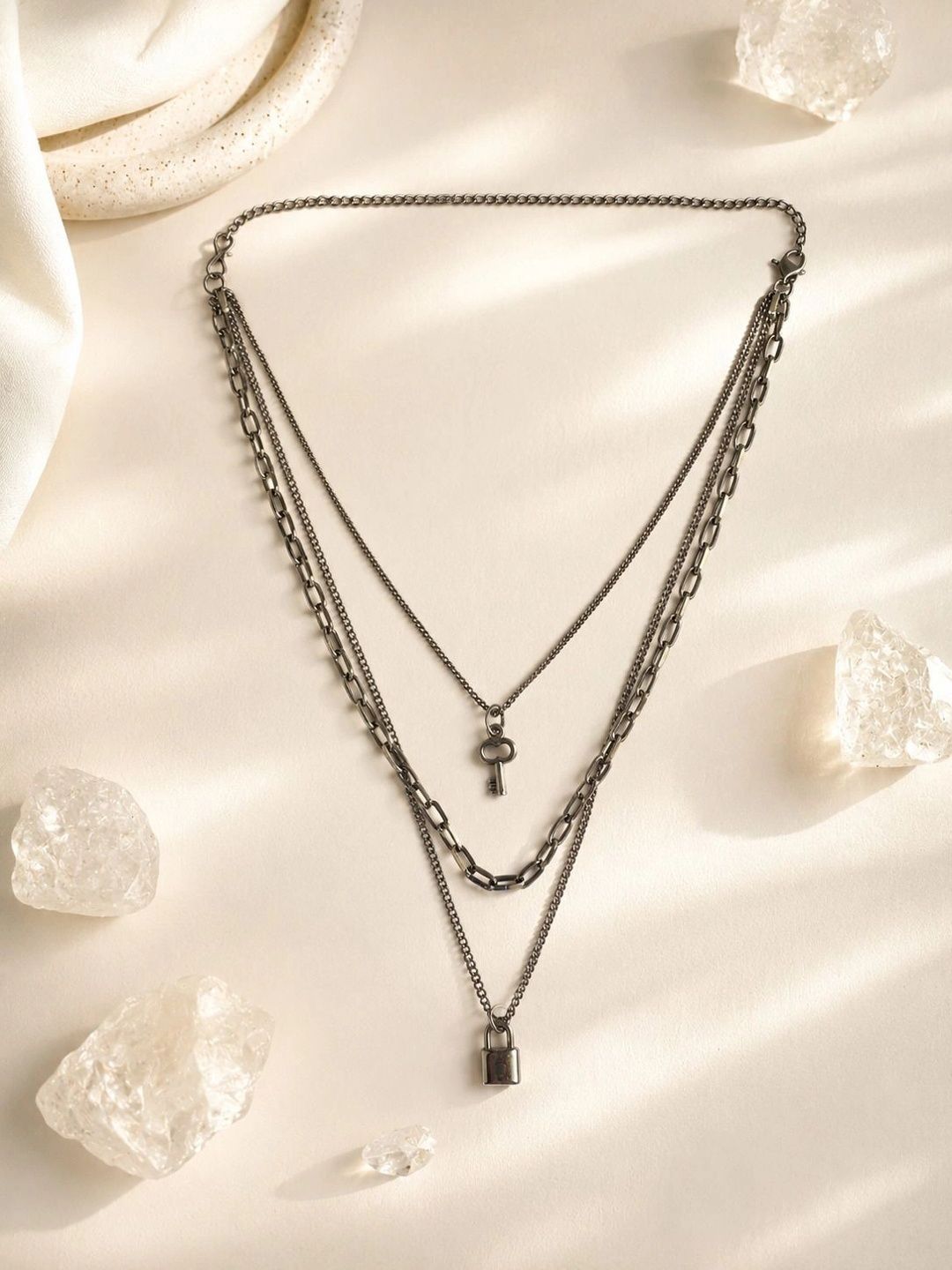 VOGUE PANASH Brass Silver-Plated Layered Necklace