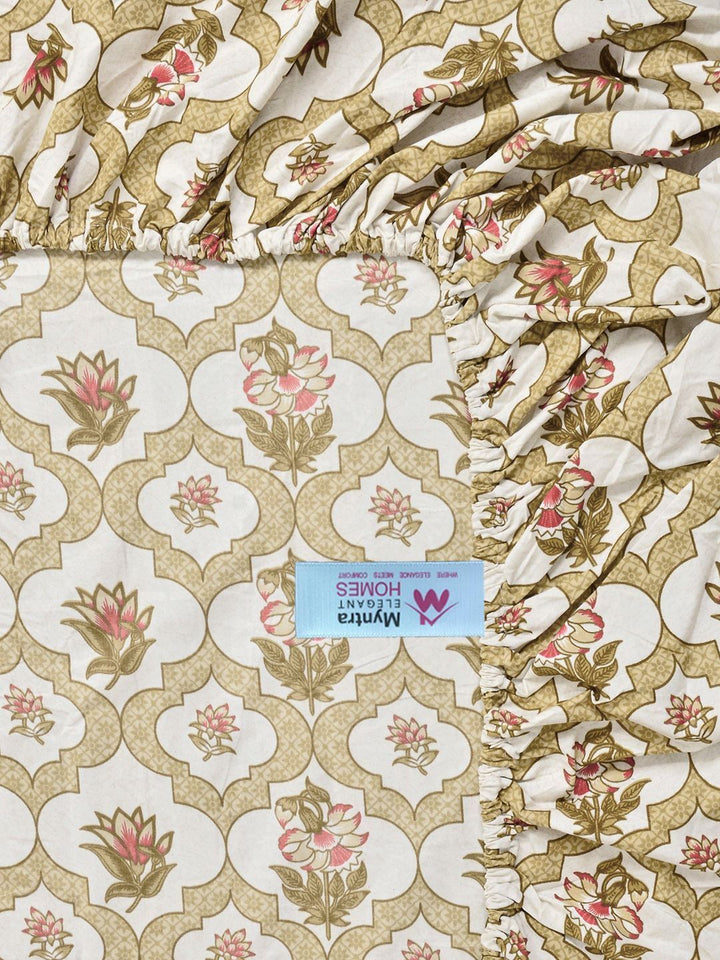 Myntra Elegant Homes Yellow Floral 300 TC King Cadar dengan 2 Sarung Bantal