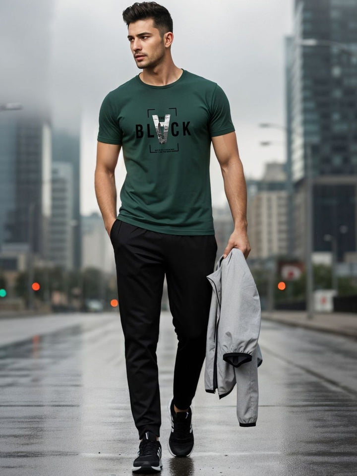 ADRO Typography Printed Short Sleeves Cotton Regular Fit T-shirt