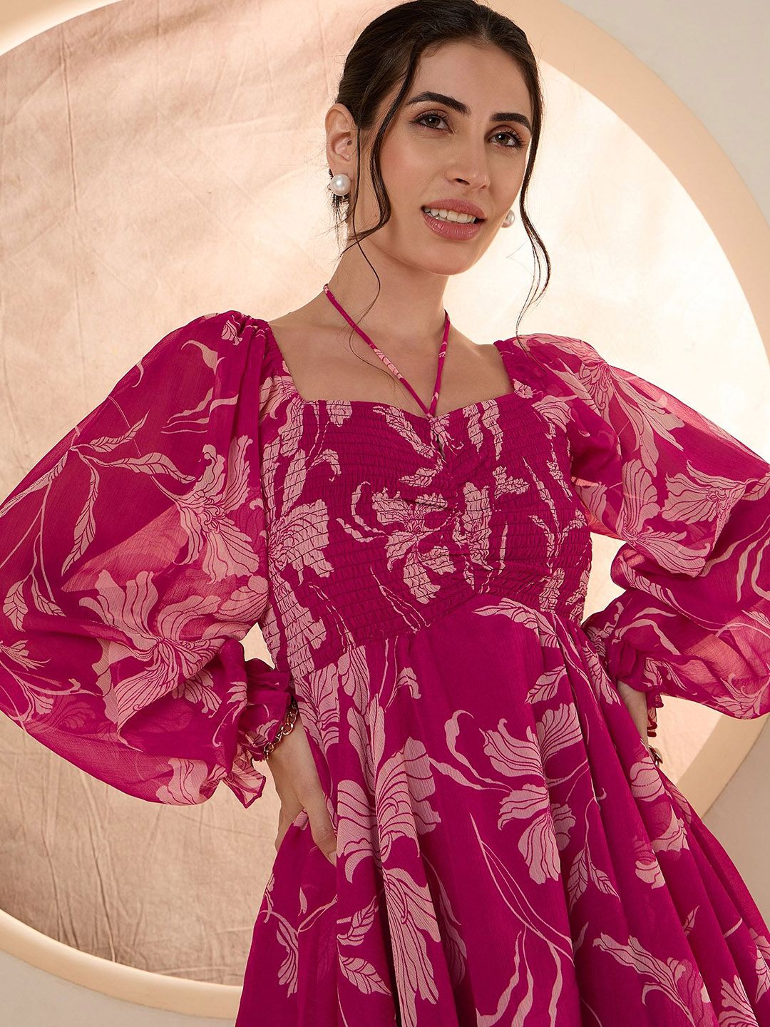 Antheaa Floral Printed Square Neck Tunic & Sharara