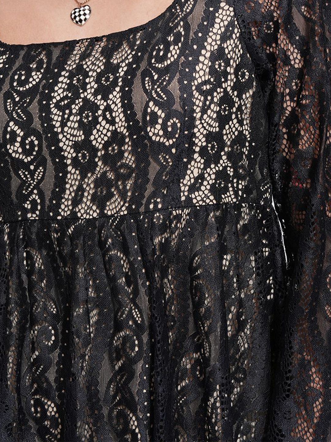 Tokyo Talkies Women Lace Fit Flare Mini Dress