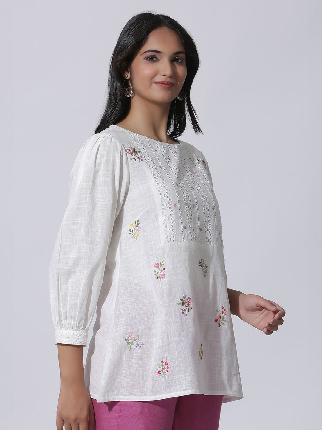 W Floral Print Cotton Top
