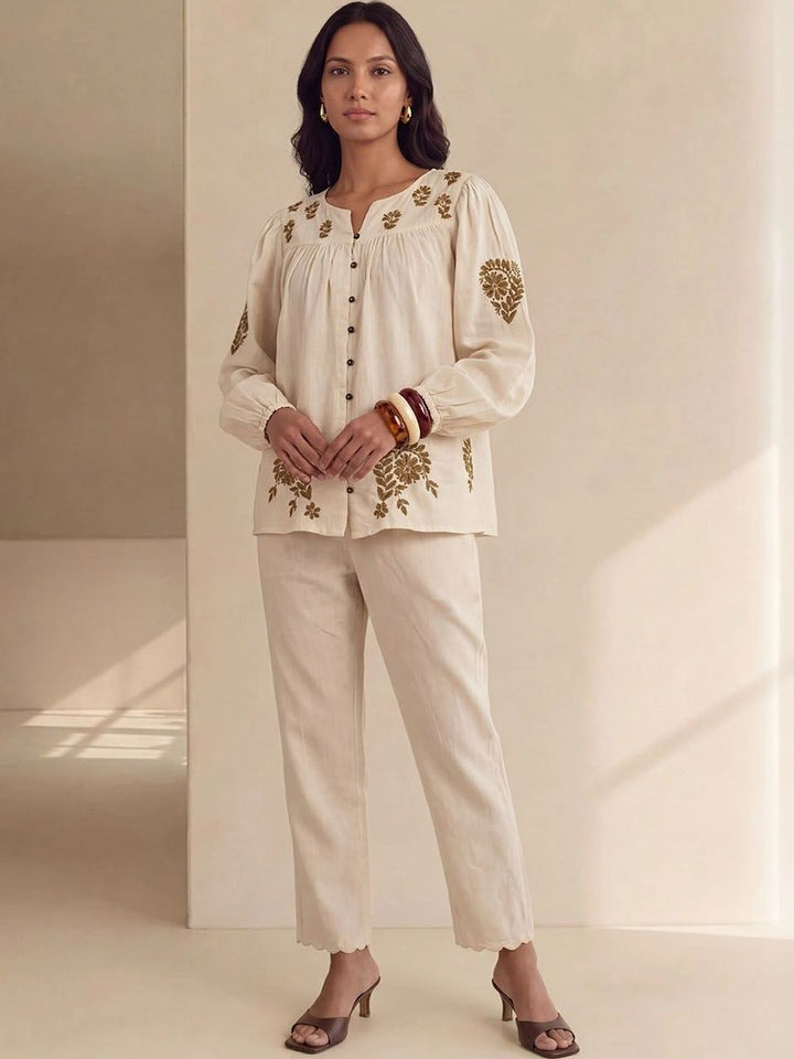 House of Chikankari Women Straight Floral Casual Shirt