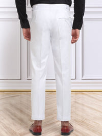 KLOTTHE Men's White Cotton Rich Solid Slim Fit Gurkha pants