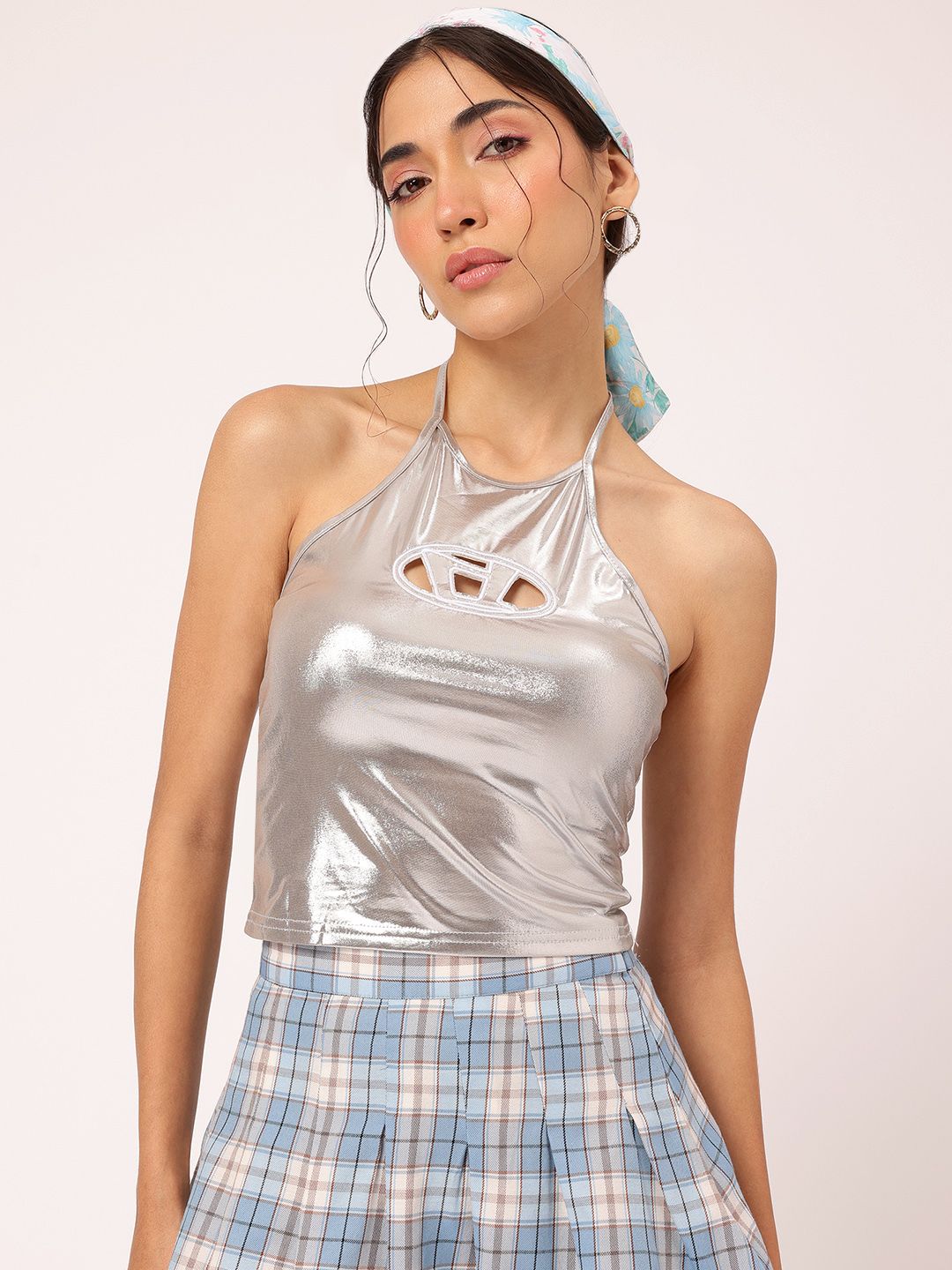 DressBerry Disco Night Cut-Out Halter Neck Top