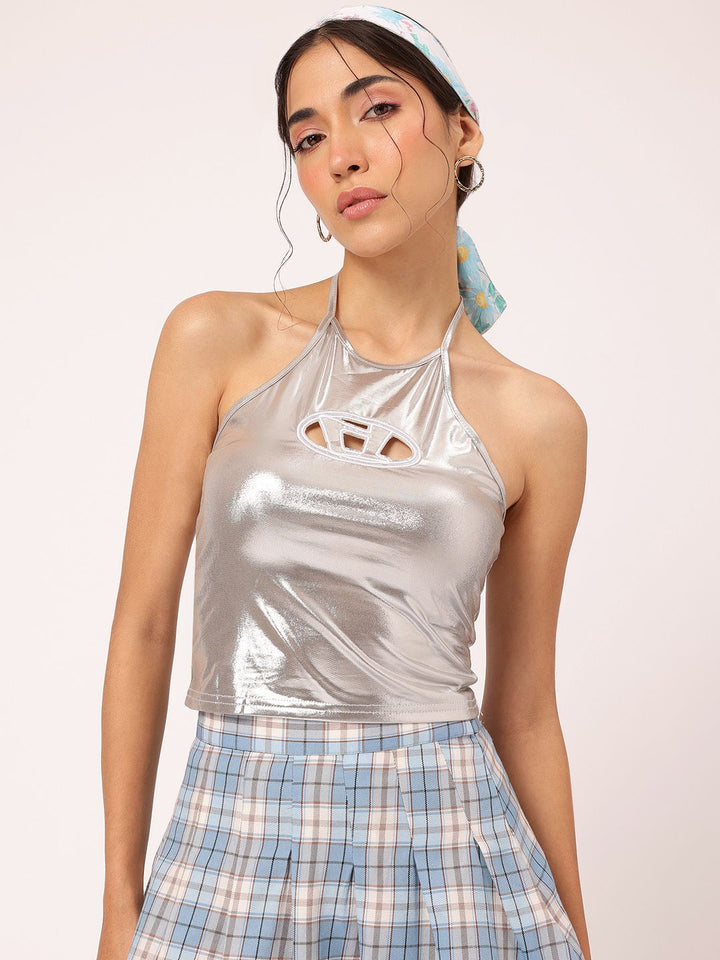DressBerry Disco Night Cut-Out Halter Neck Top