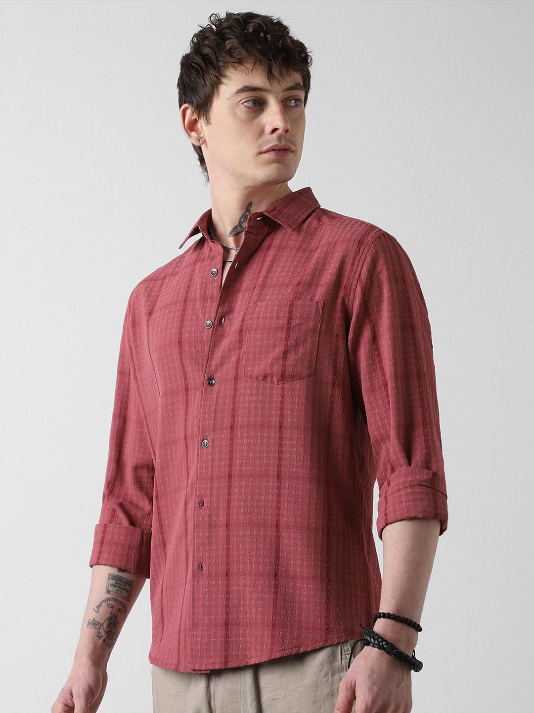 VASTRADO Men Classic Slim Fit Striped Casual Shirt
