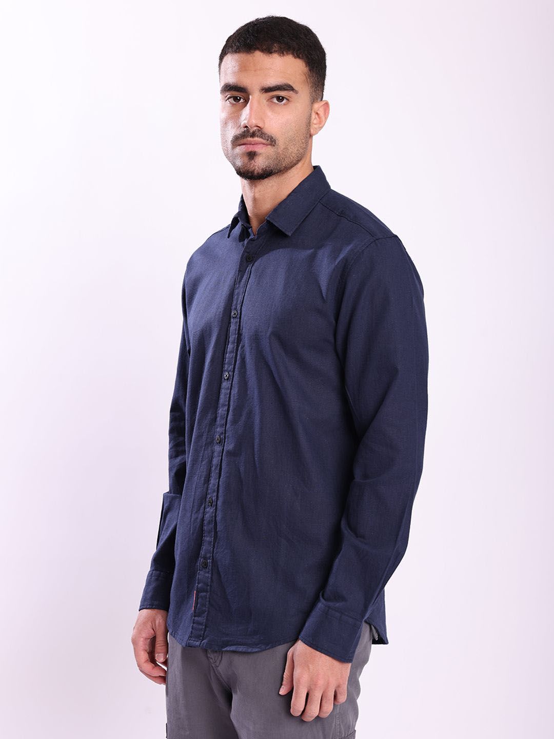 Bene Kleed Spread Collar Cotton Linen Regular Fit Casual Shirt