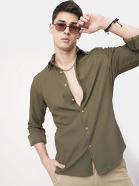 VASTRADO Men Olive Textured Shirt