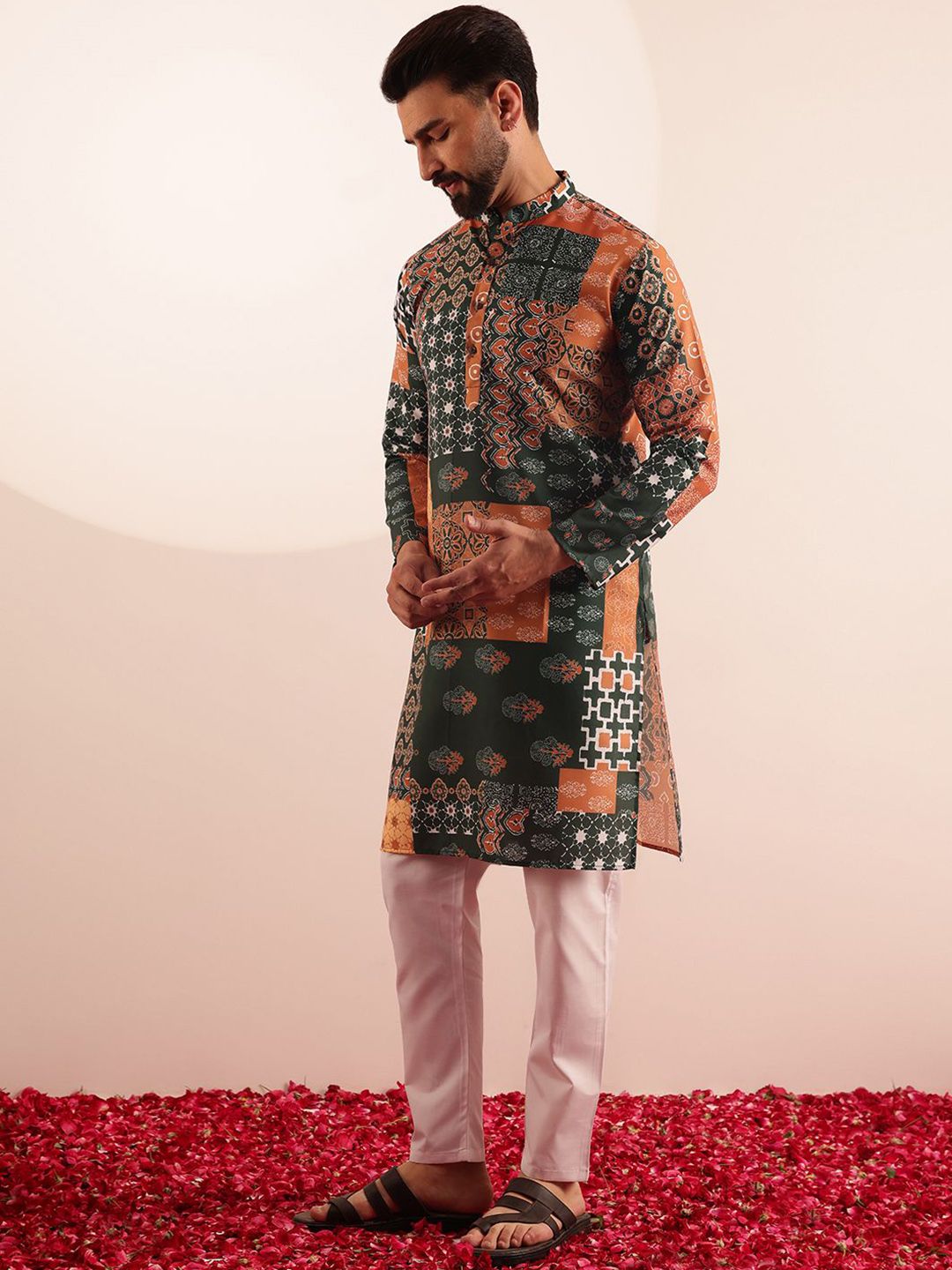 Anouk Men Floral Printed Kurta with Pyjama