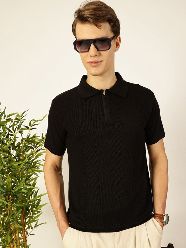 Thomas Scott Men Bio Finish Solid Polo Collar Cotton T-shirt