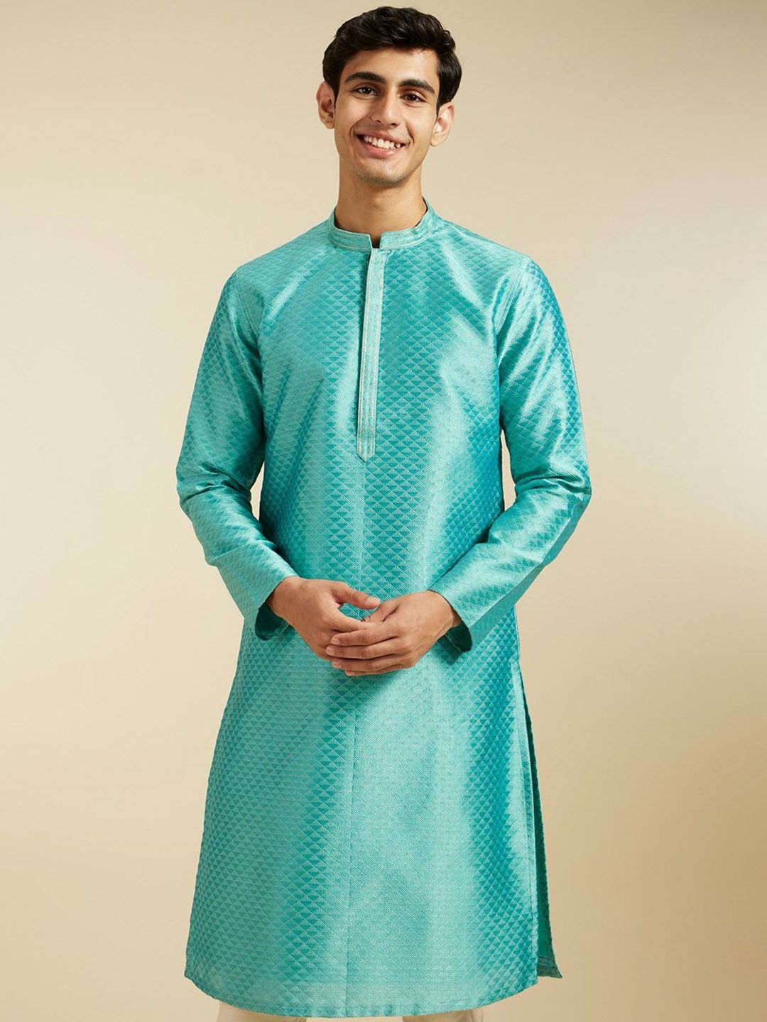 Diwas by Manyavar Embroidered Mandarin Collar Thread Work Straight Kurta