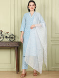 W Women Printed Regular Pure Cotton Kurta with Trousers & With Dupatta