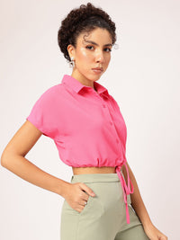 DressBerry K-Chic Waist Tie-Up Shirt Style Crop Top