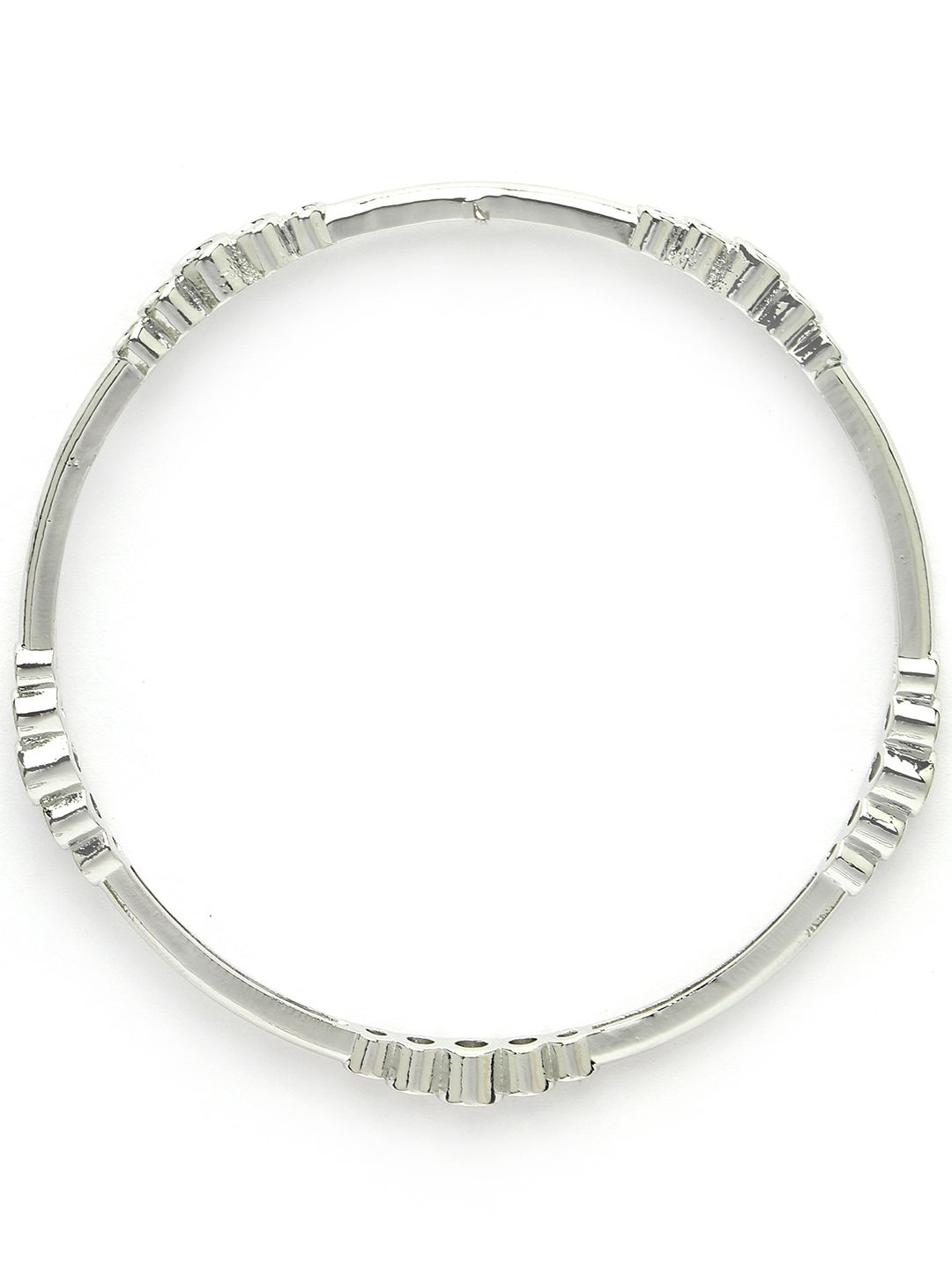 KARATCART Set Of 4 Silver-Plated AD-Studded Bangles