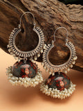 Anouk Silver Plated Cubic Zirconia Studded Dome Shaped Jhumkas