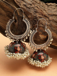 Anouk Silver Plated Cubic Zirconia Studded Dome Shaped Jhumkas