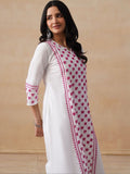 House of Chikankari Women Solid White Cotton A-Line Kurta