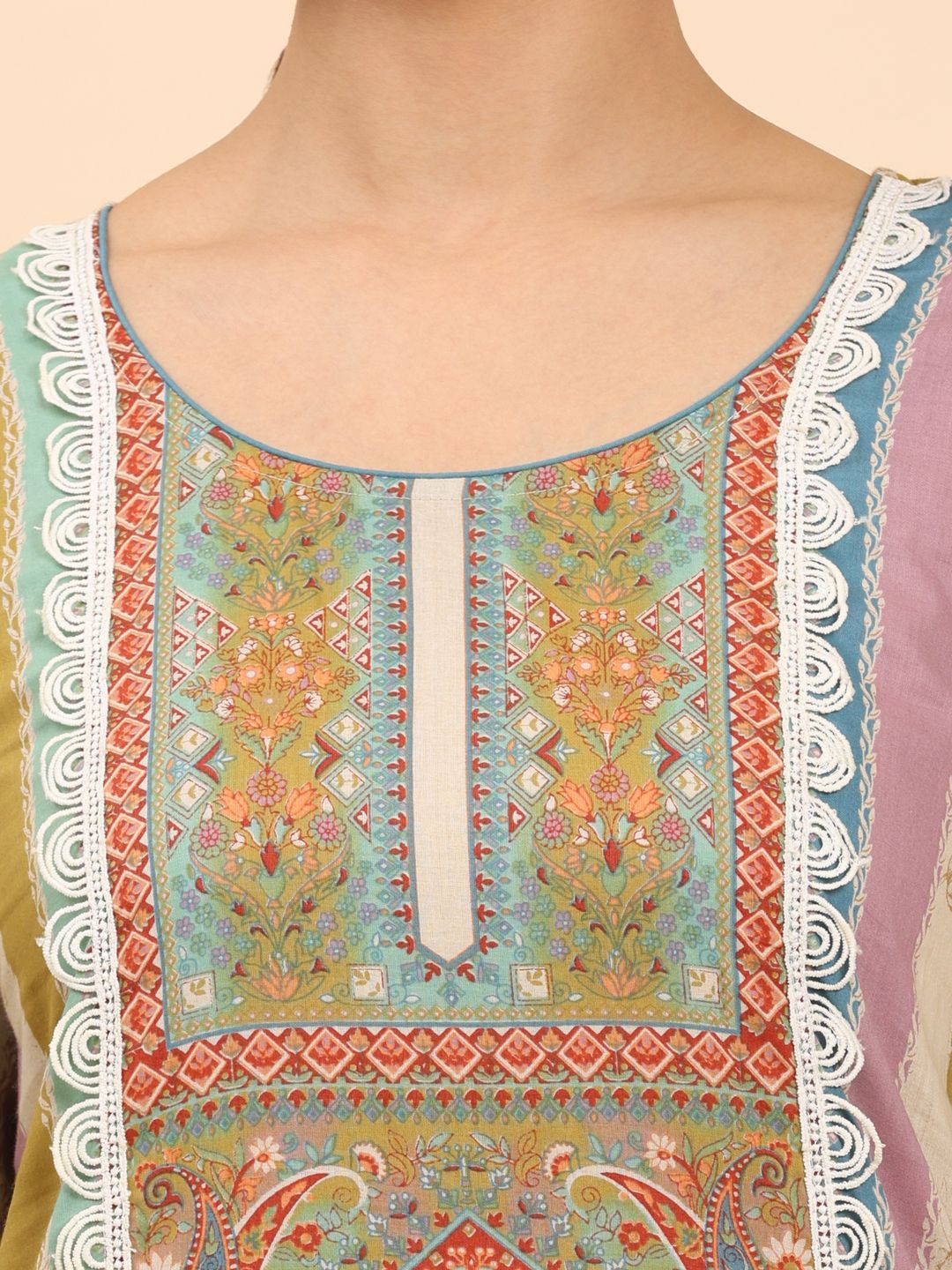 Mamicha Women Striped Printed Kurta With Trousers And Dupatta