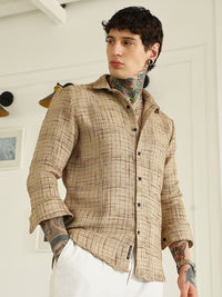 Campus Sutra Comfort Textured Spread Collar Casual Shirt