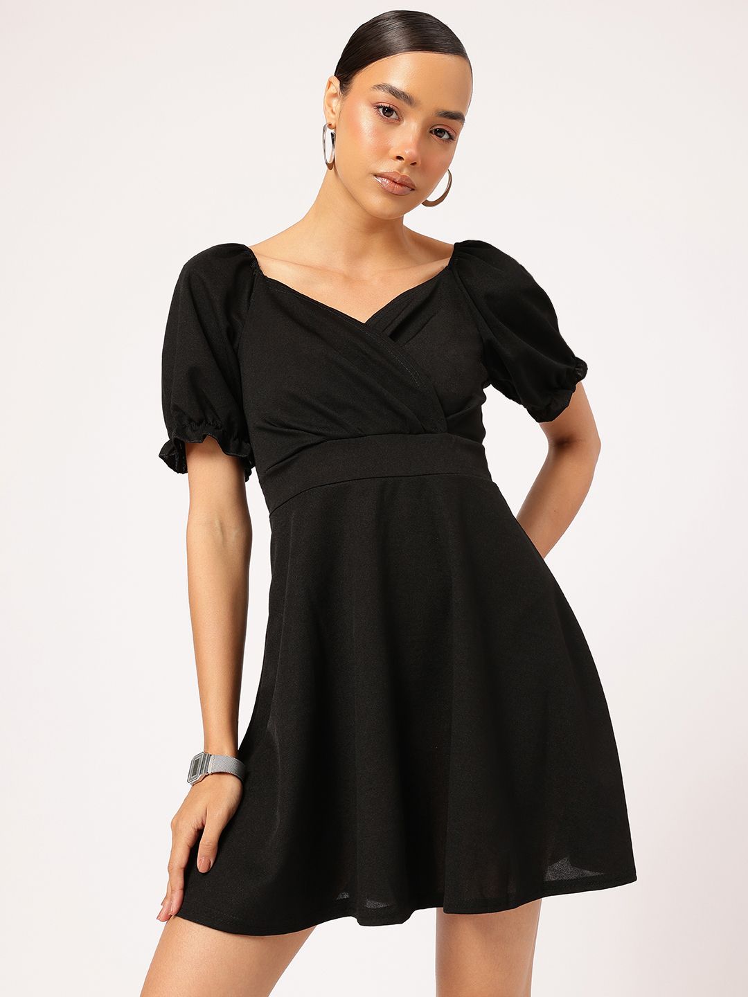 DressBerry Puff Sleeve Fit & Flare Dress