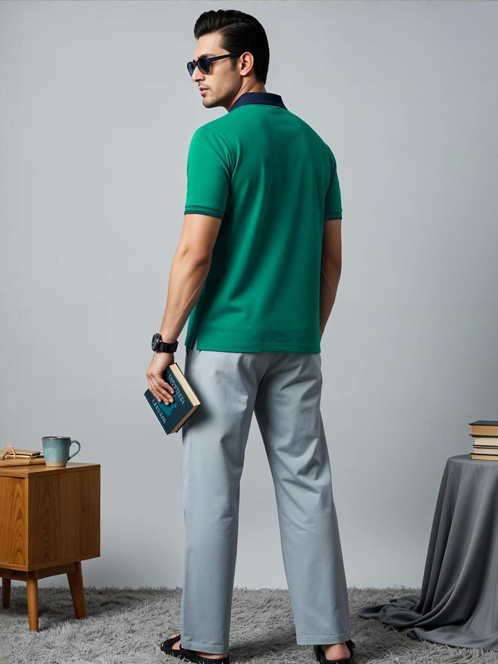 Tshirts ADRO Men Turquoise Blue Cotton