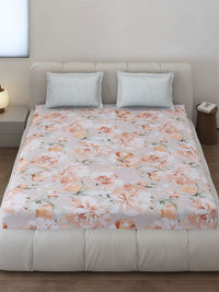 Monte Carlo Edmond Grey & Brown Floral Printed 144 TC King Bedsheet Set 2.70 m x 2.70 m