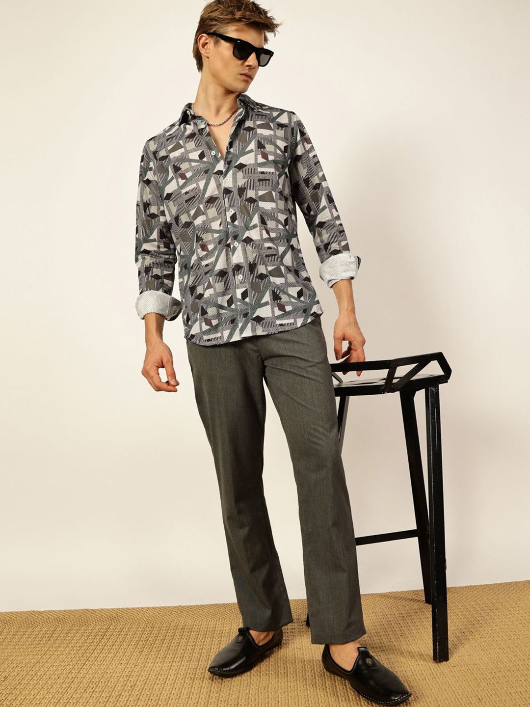 Thomas Scott Men Premium Slim Fit Opaque Printed Casual Shirt