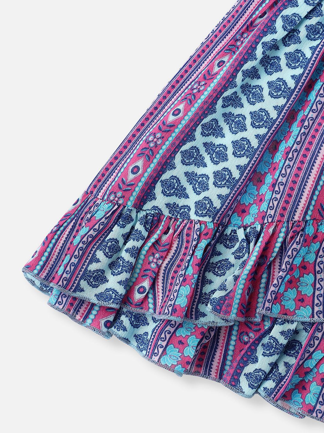 Nauti Nati Girls Ethnic Motifs Print Layered Fit & Flare Dress