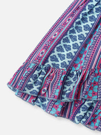 Nauti Nati Girls Ethnic Motifs Print Layered Fit & Flare Dress