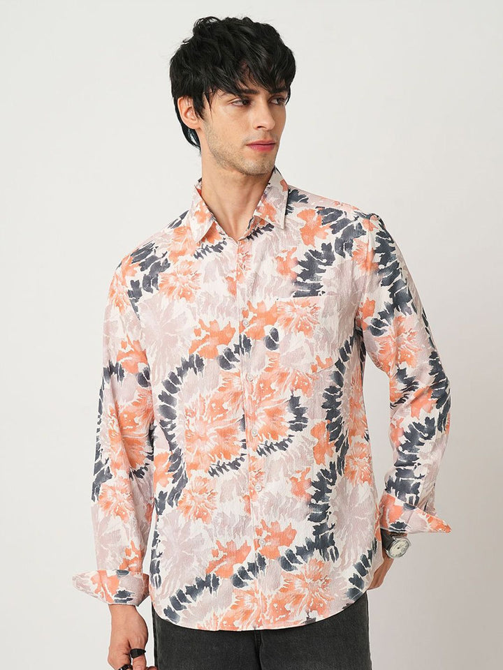 VASTRADO Men Classic Spread Collar Abstract Printed Slim Fit Casual Shirt