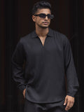 Powerlook Self Design Polo Collar Long Sleeves T-Shirt With Trouser