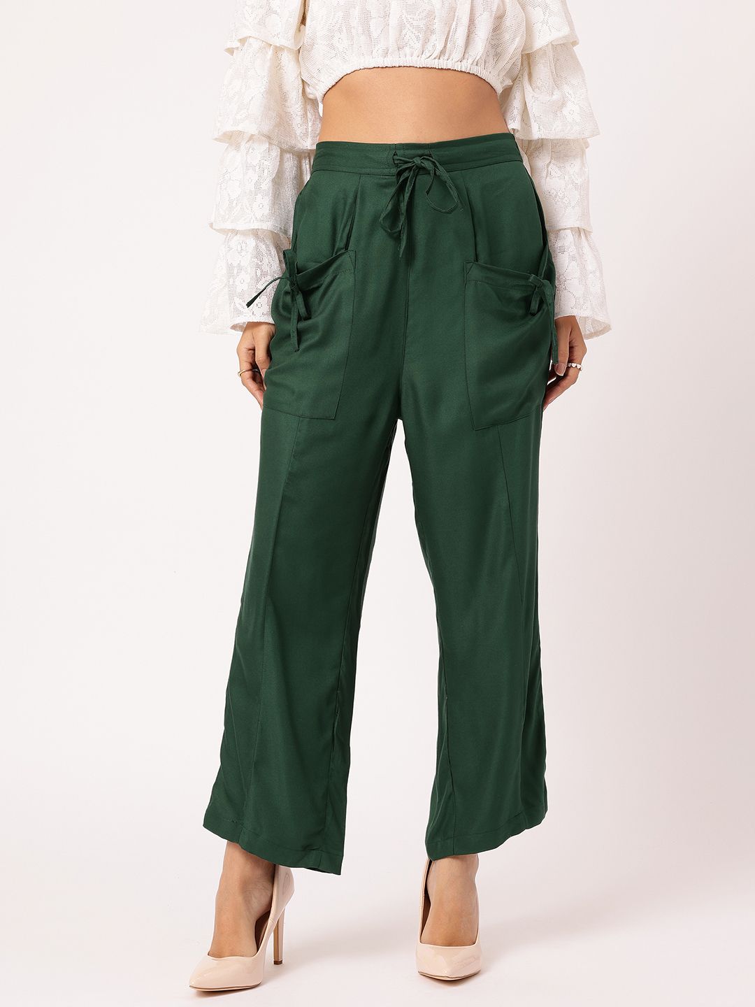 DressBerry Women Chic Comfort Relaxed Fit  Trousers with Box Pockets
