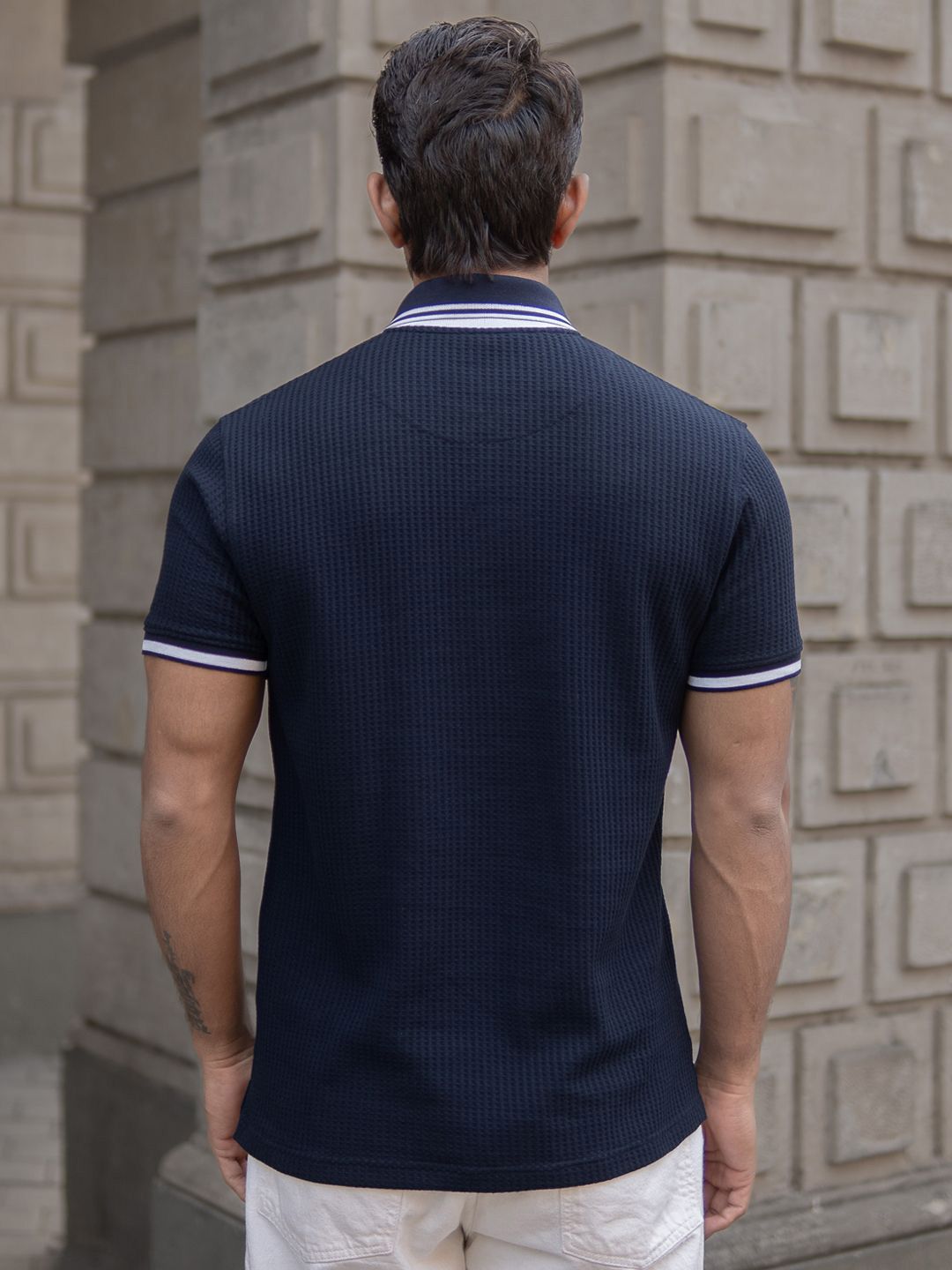 Powerlook Men Typography Polo Collar T-shirt