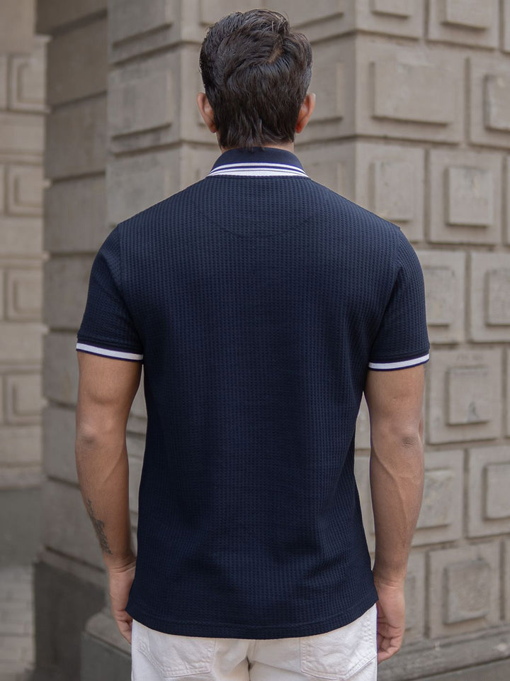 Powerlook Men Typography Polo Collar T-shirt