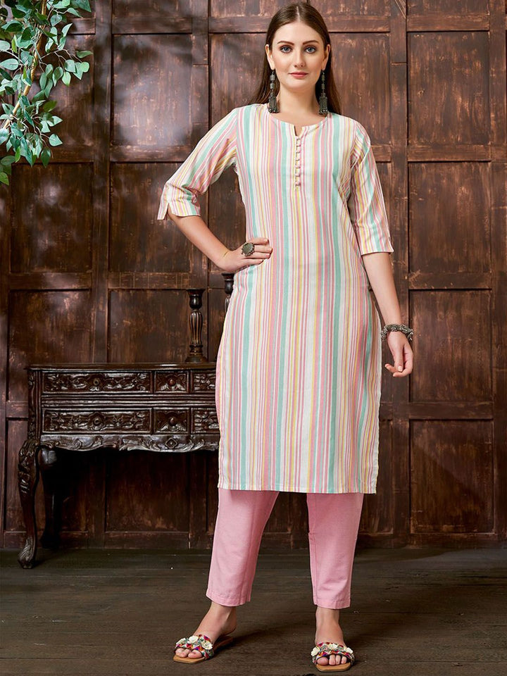 KALINI Striped Straight Kurta With Trouser