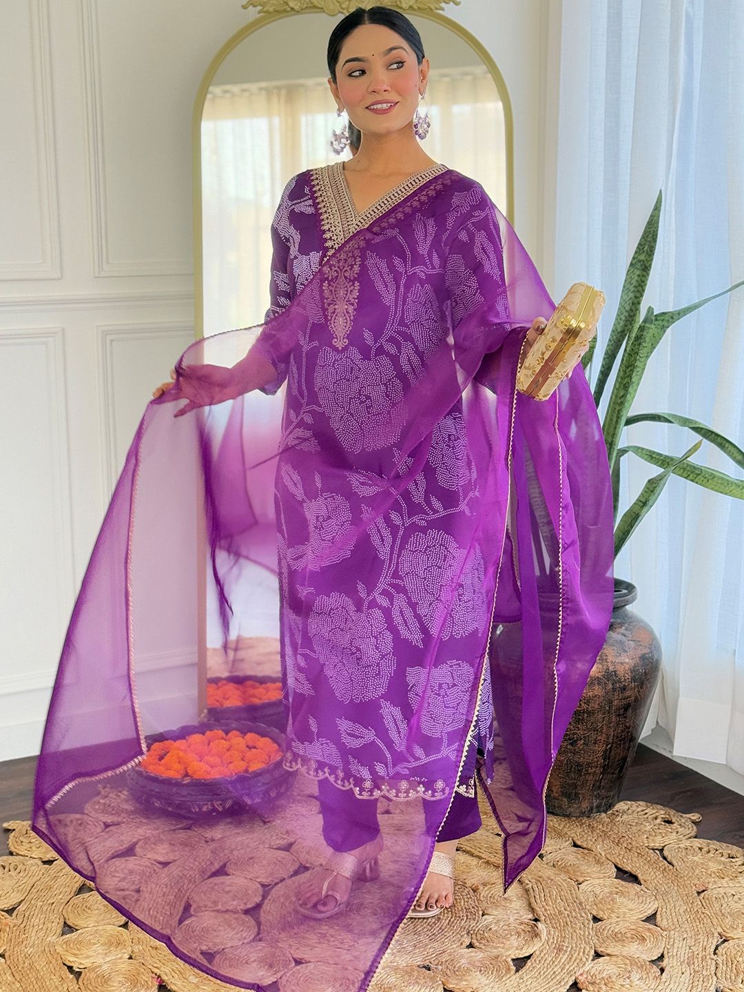 KALINI Women Floral Embroidered Regular Kurta with Trousers & With Dupatta