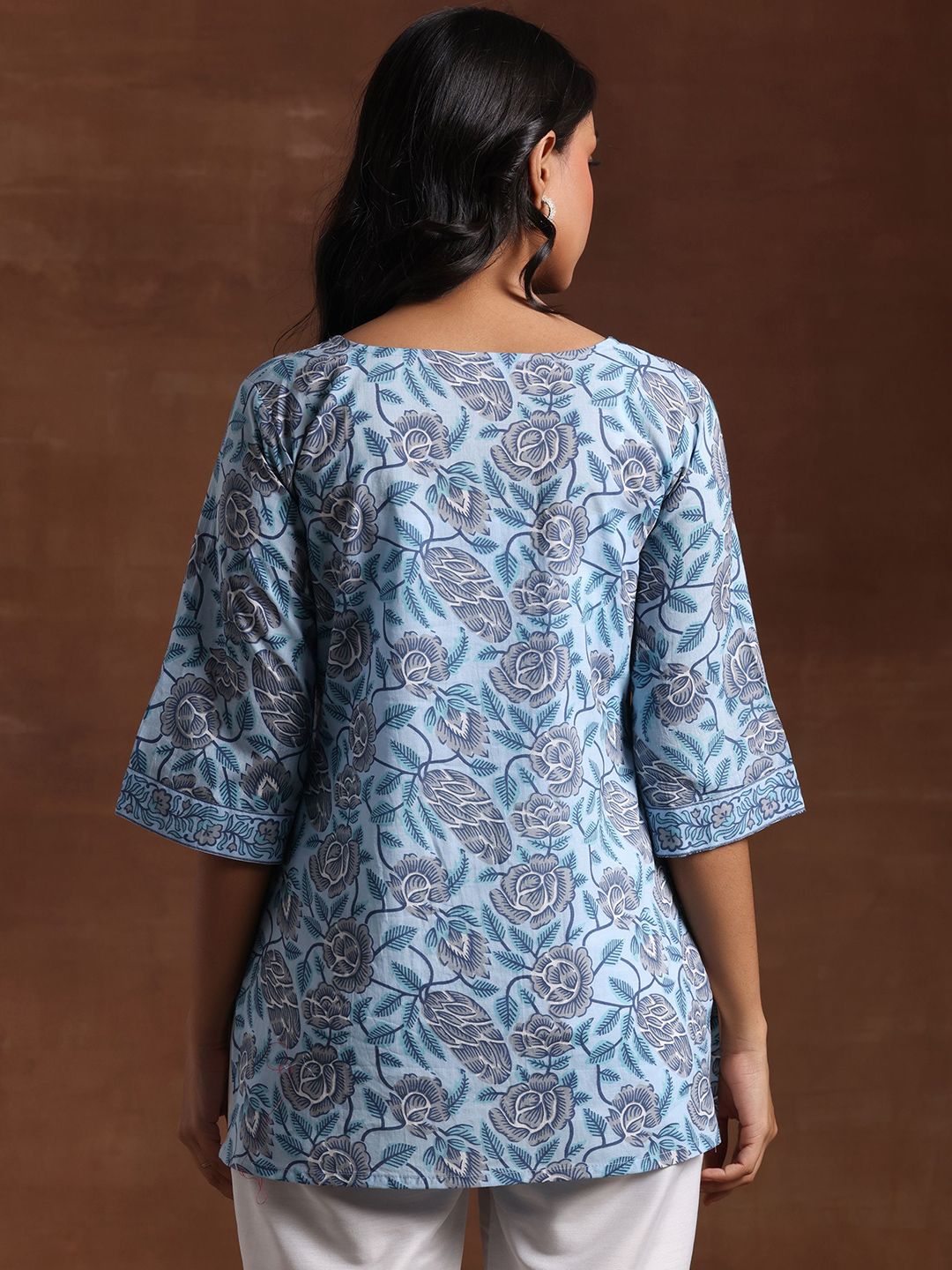 Libas Women Floral Printed Flared Sleeves Pure Cotton Kurti