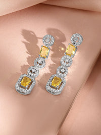 Rubans Rhodium-Plated Yellow Sapphire dan Zirconia Cubic Stone Stone Stone Stone