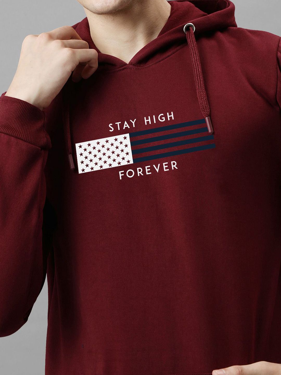 ADRO Men Printed Hooded Pullover Sweatshirt