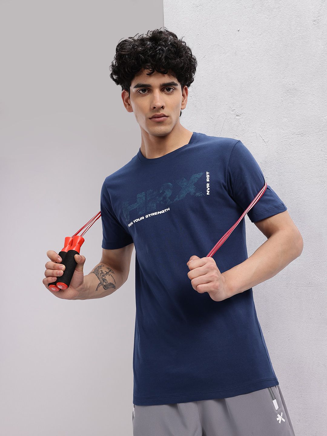 HRX by Hrithik Roshan Brand Logo Print Training T-shirt