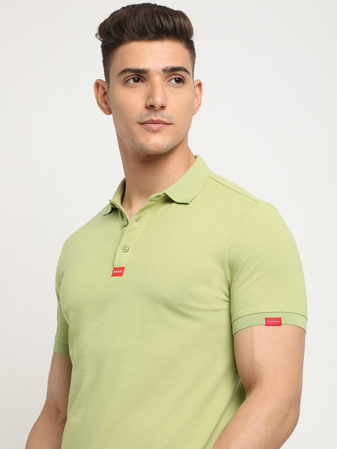 THE BEAR HOUSE Polo Collar Short Sleeves Slim Fit T-shirt