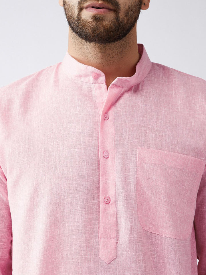 SOJANYA Men Pink Solid Kurta Lurus